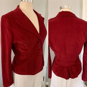 Burgundy Red Corduroy Blazer Peplum Size Small academia